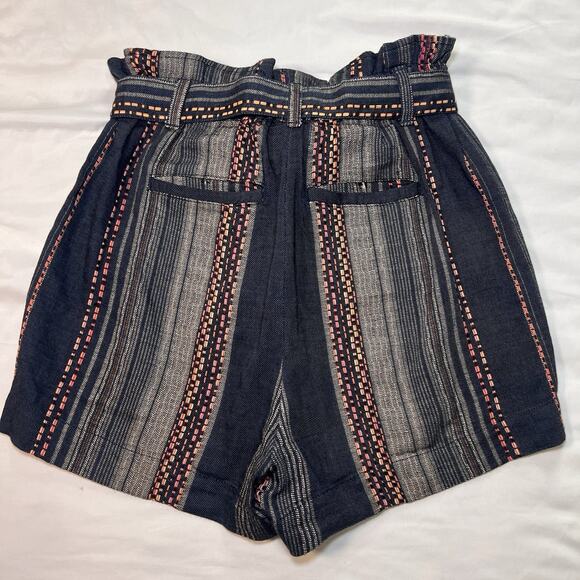 Anthropologie Lynnie Shorts Women Size XS Blue Striped Paperbag 100% Cotton Boho - Picture 8 of 11